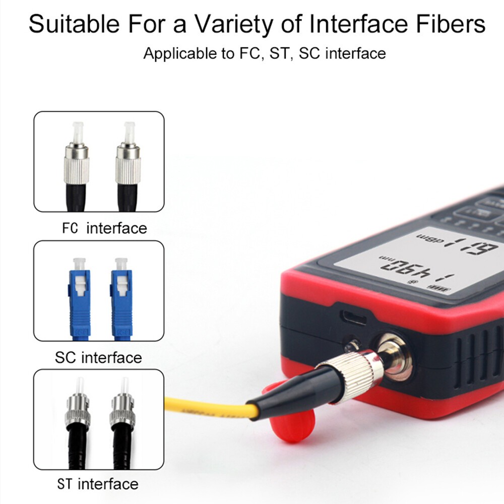 Fiber Optic Network Cable Tester Optical Power Meter Red Light Source Wavelength