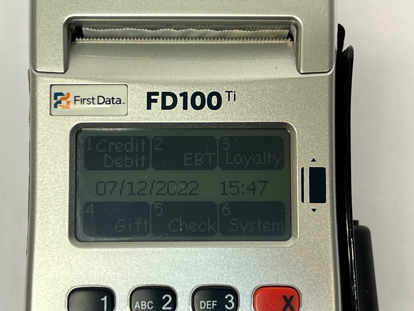 First Data FD100ti Silver Credit Card Terminal - Power cord