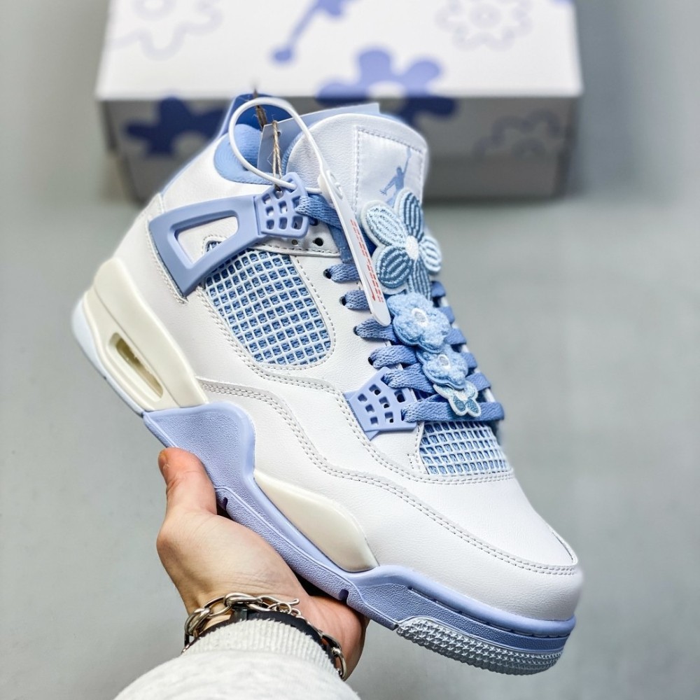 AJ 4 Aluminum 'Forget Me Not' HV0823-100 Women's Size