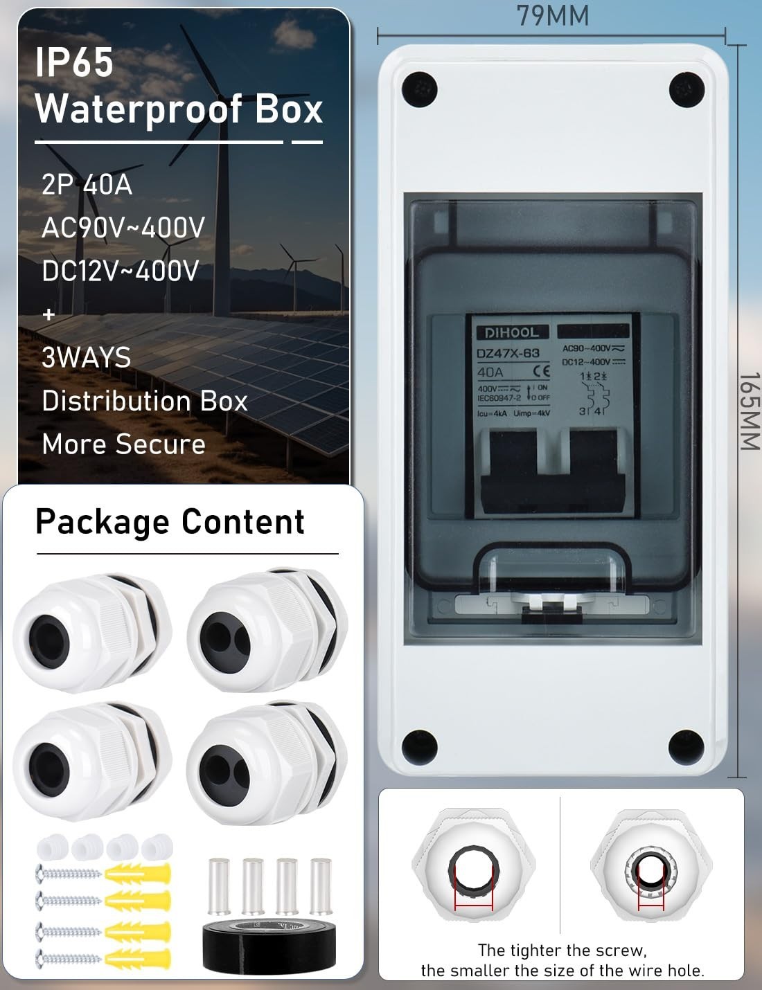 40A Dual Pole Solar Panel Disconnect Switch