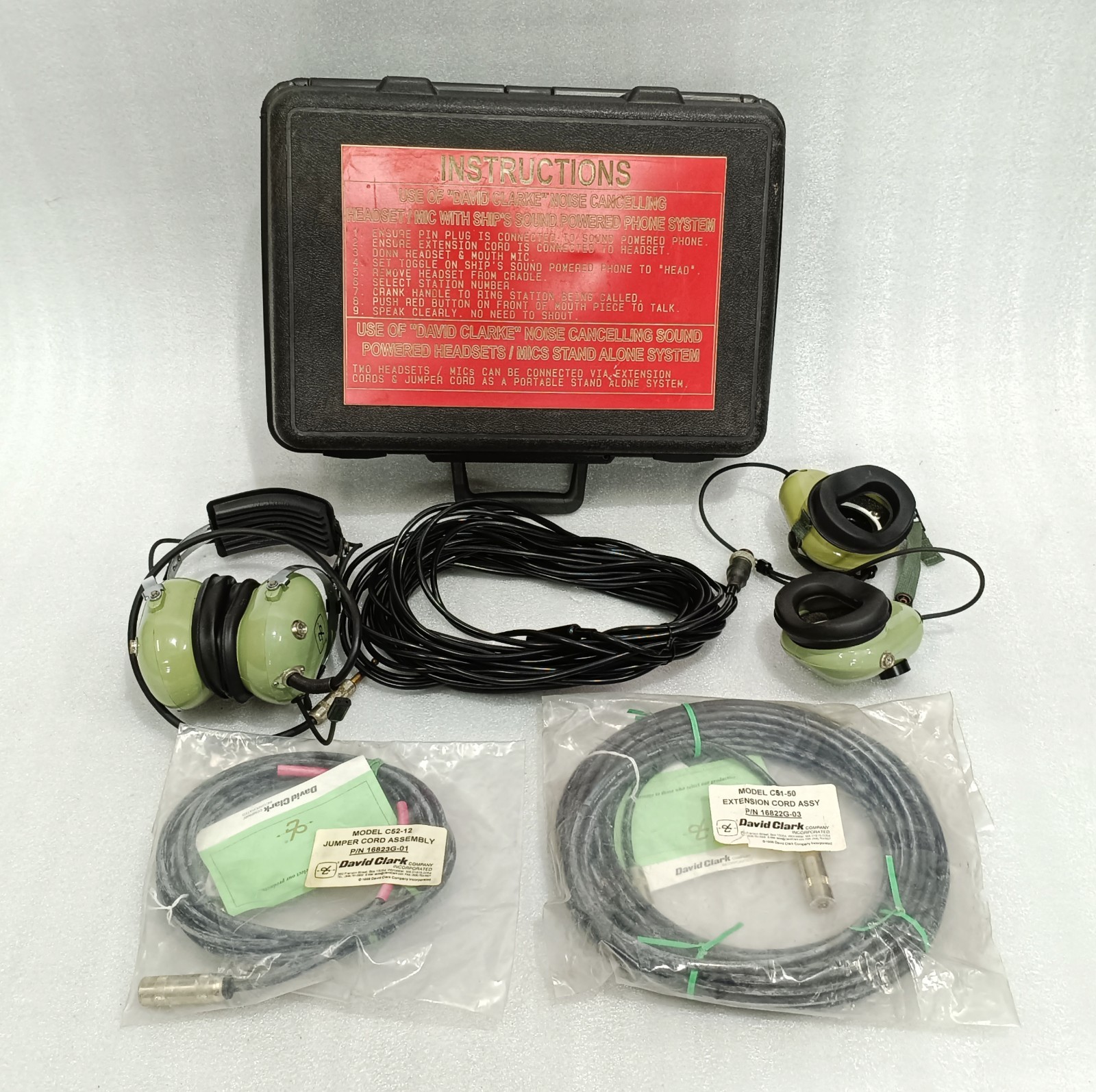 DAVID CLARK H5010 UNUSED NEW OLD STOCK SOUND POWERED HEADSET DEGRADED SEALS