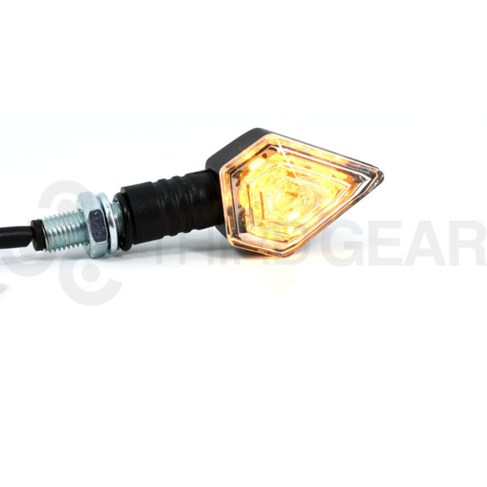 Black Diamond ABS Single LED Motorcycle Indicators Pair