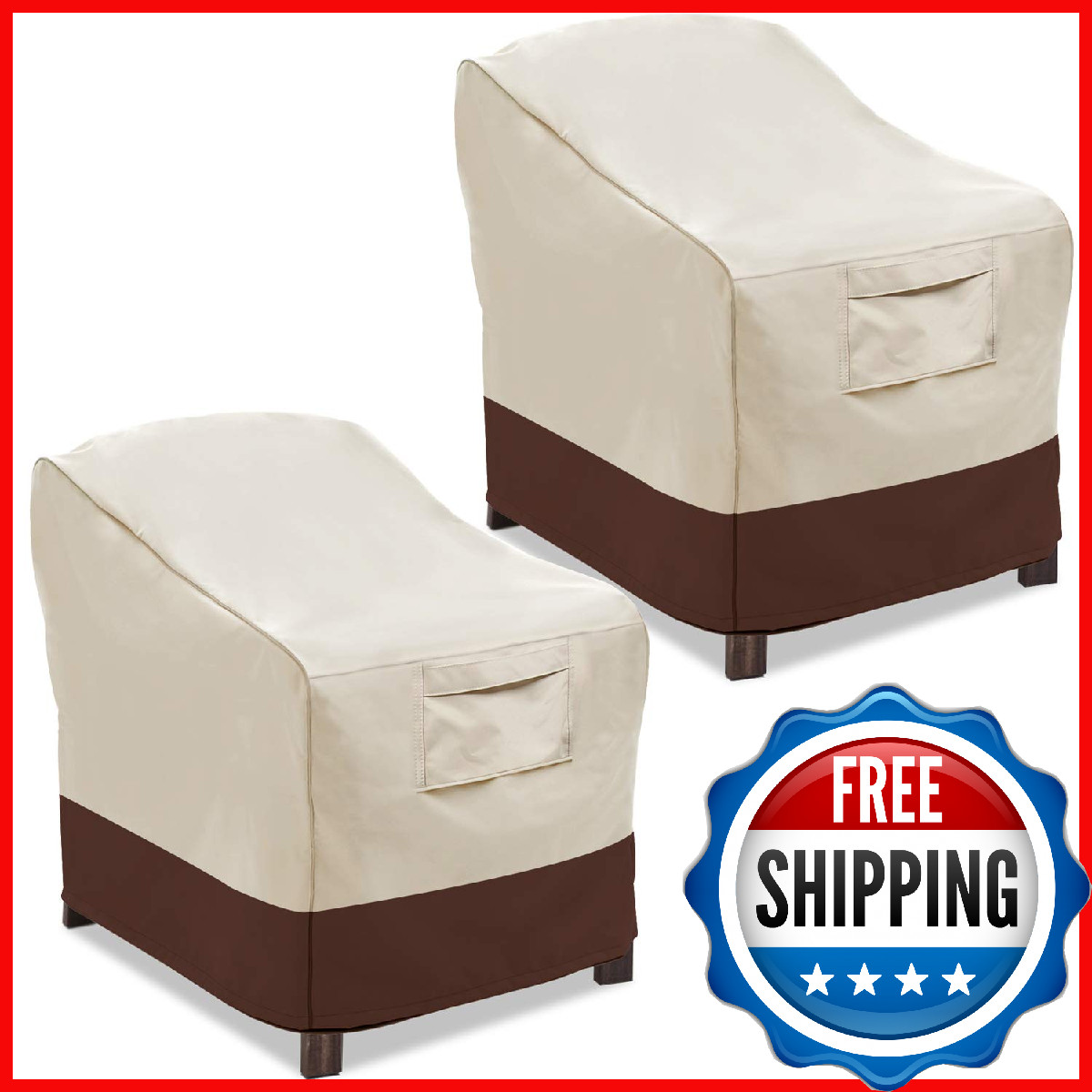 Vailge Patio Chair Covers, Lounge Deep Seat, Heavy Duty Waterproof Outdoor 2 Pk
