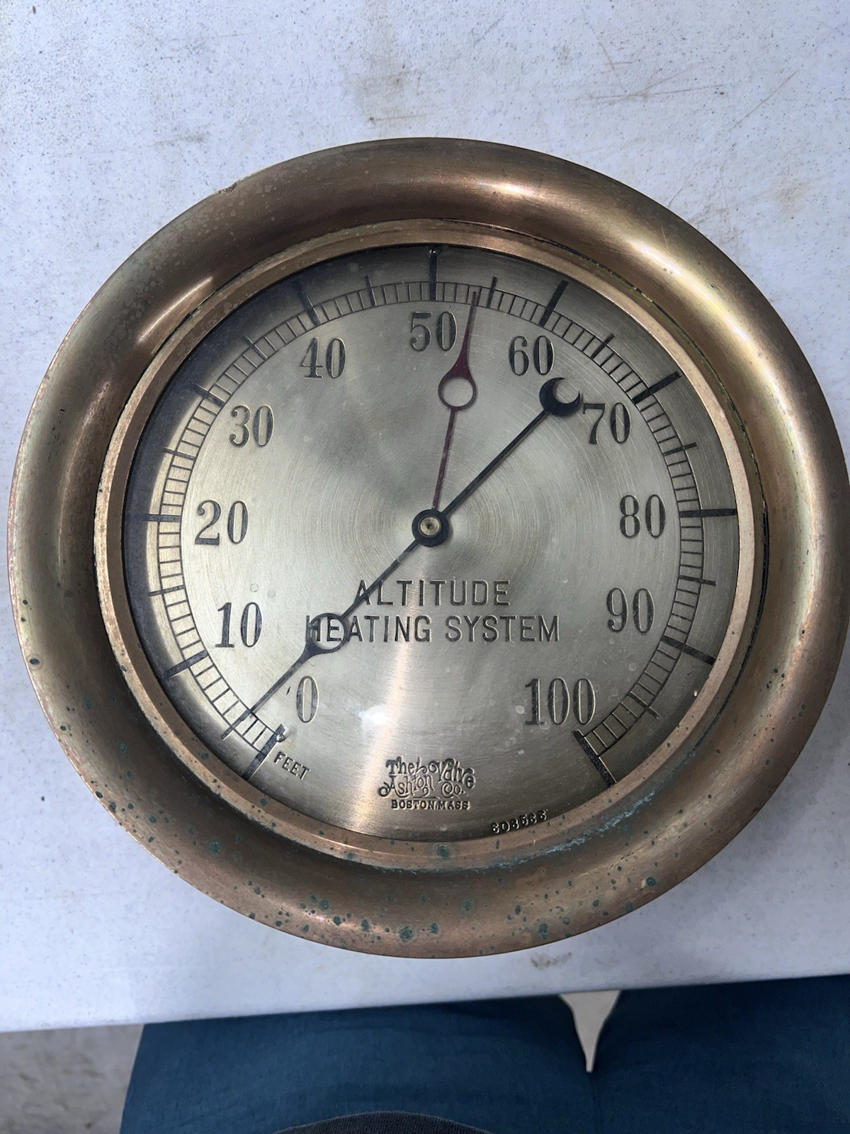 Vintage The Ashton Valve Co. Boston Mass Brass Gauge Steampunk Altitude Heating
