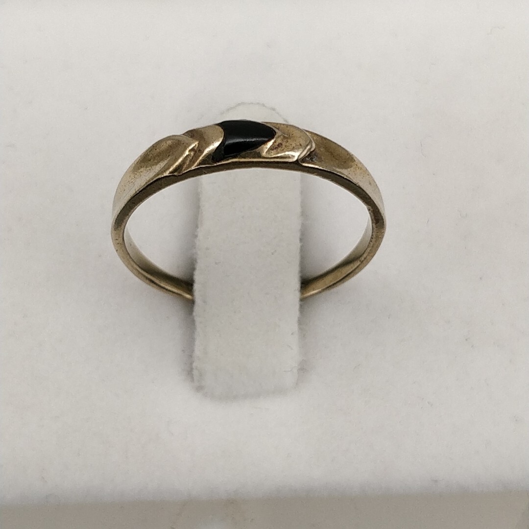 Antique Black Onyx Charm Ring UK Size P Handmade