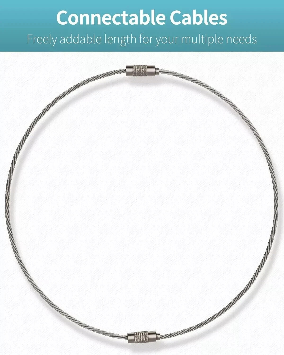 10Pcs. Wire Keychain Cable Large Stainless Steel Key Ring Loop Holder Heavy Duty
