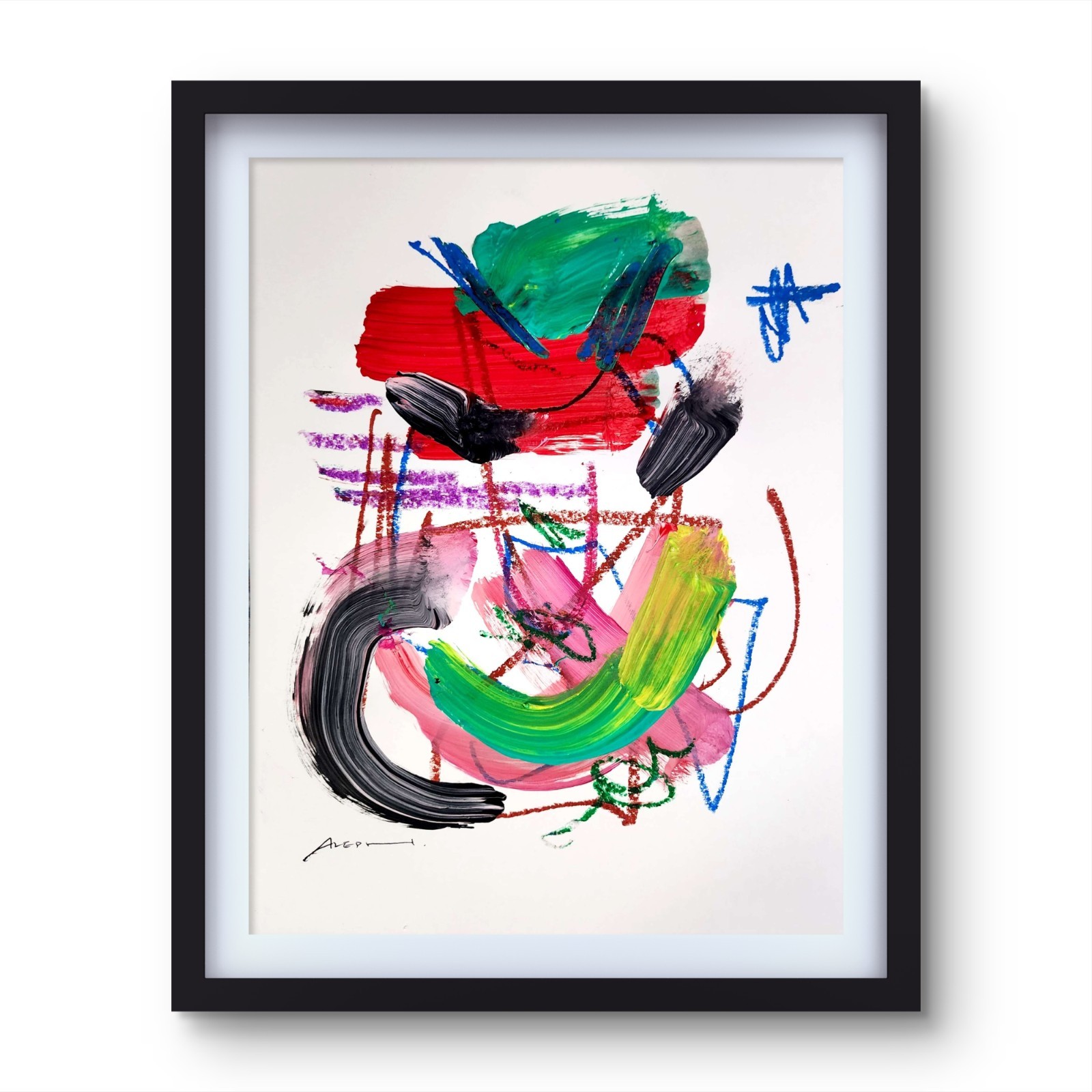 Aleph Original Art 14x11 Abstract Expressionist Original Painting  Gallery Paper
