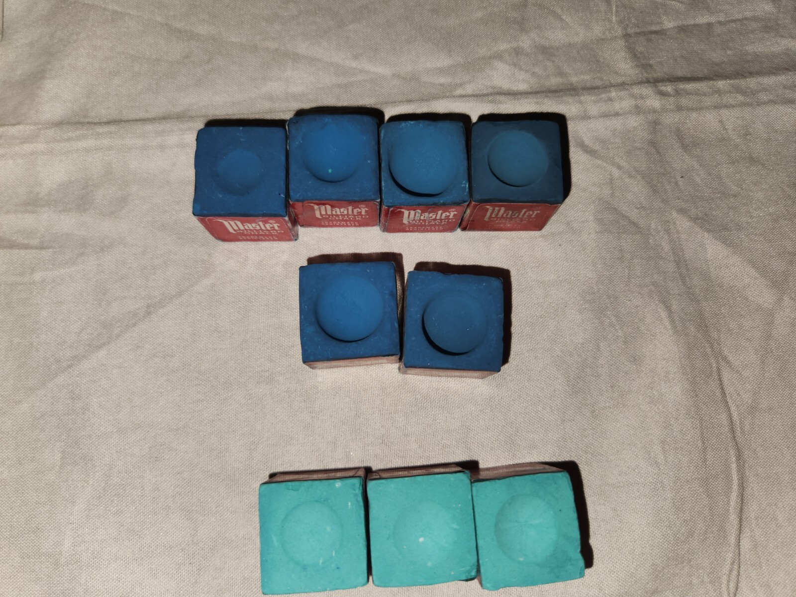 Billiards Lot of 19 Billards Balls, Pool Balls, Triangle, 9 Pieces of Cue Chalk