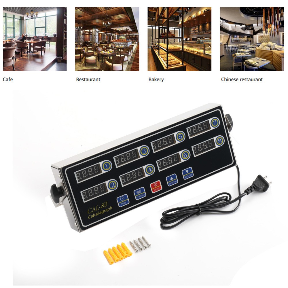 Stainless Steel 8 Channel Kitchen Timers LED Technology Kitchen Timer Digital