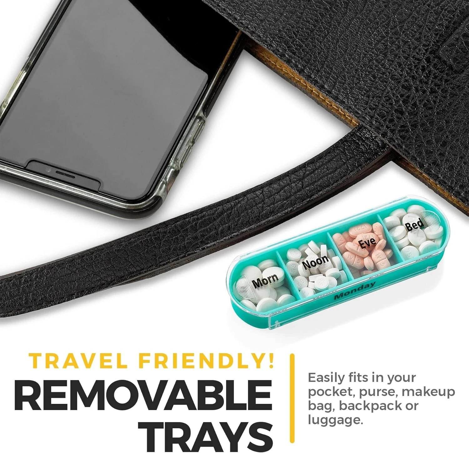 Stackable Pill Box Organizer 7 Day 4-Times A Day Weekly Medicine Dispenser
