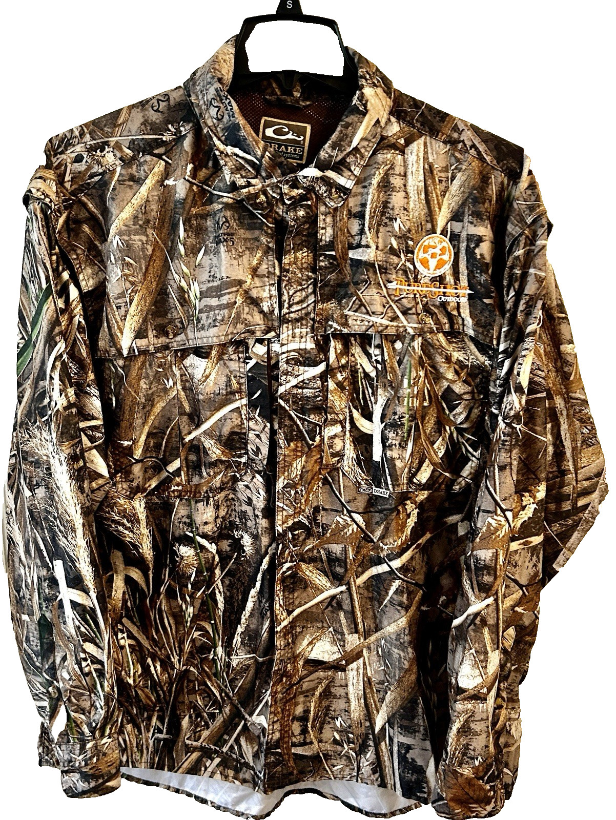 Drake Button Down Shirt Men's XL REALTREE PureShot Waterfowl Hunting Camo Vented