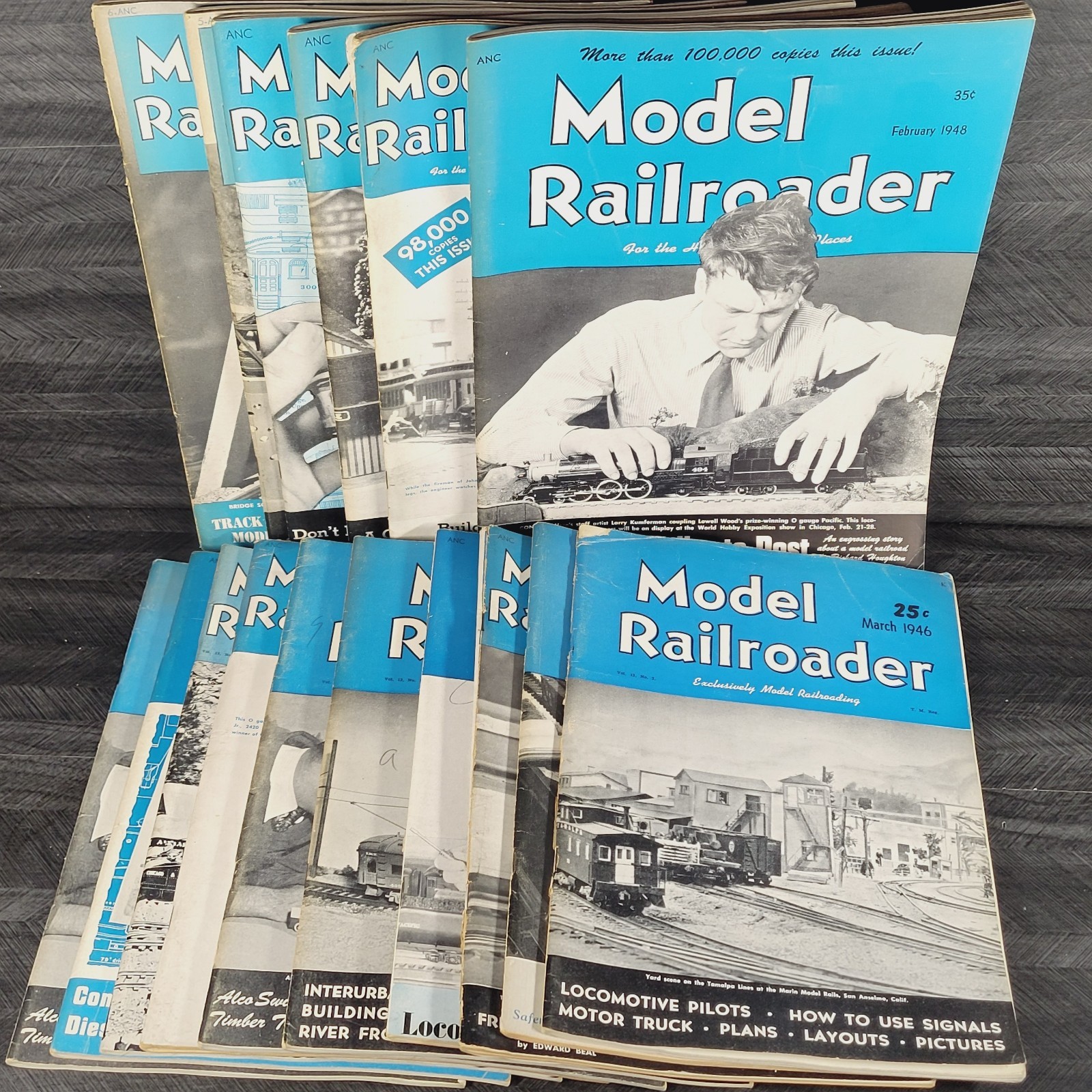 Model Railroader Magazine Lot Of 16 1940's Railroad Model Trains Vintage