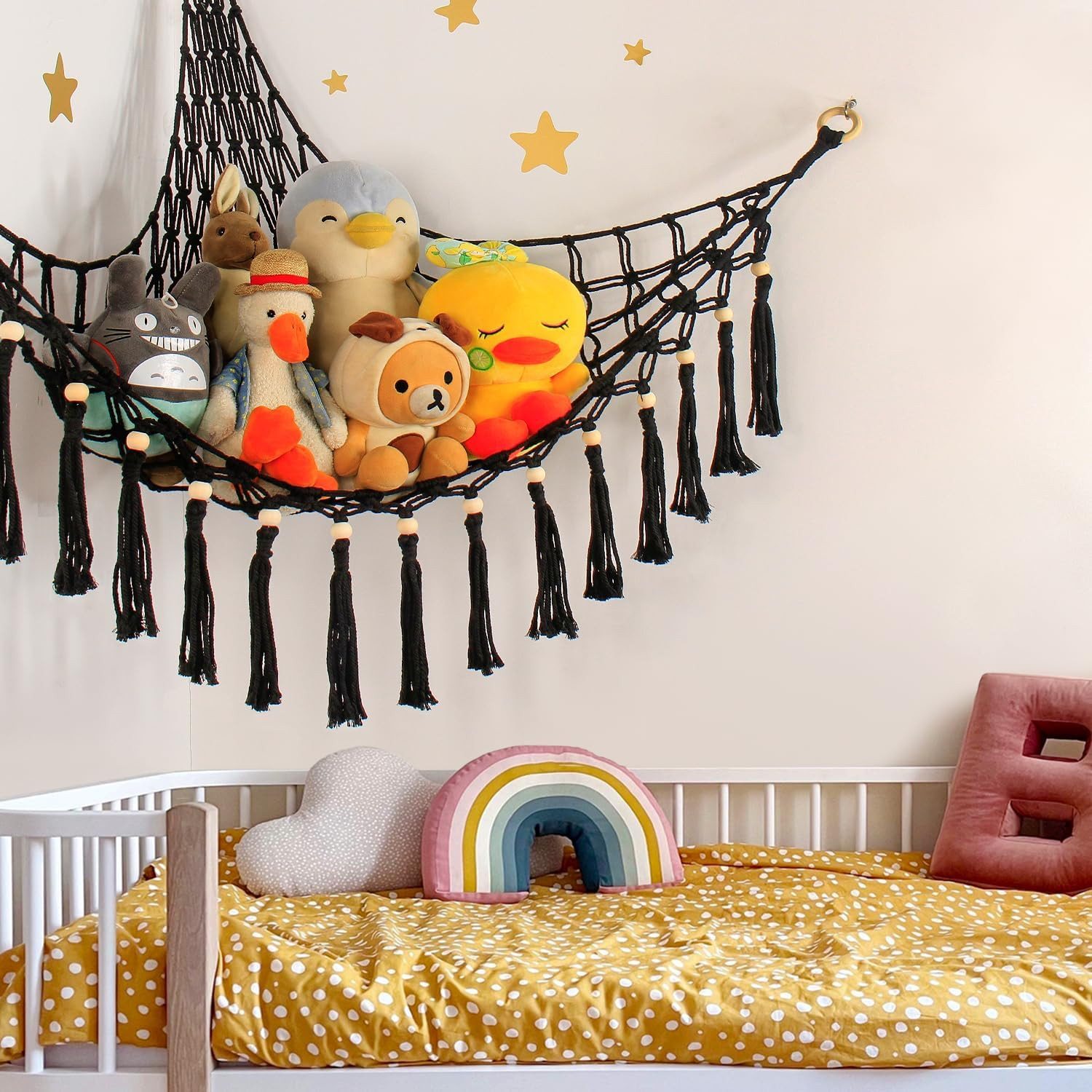 Stuffed Animal Hammock Corner L (39.5"*39.5"*48"), Black