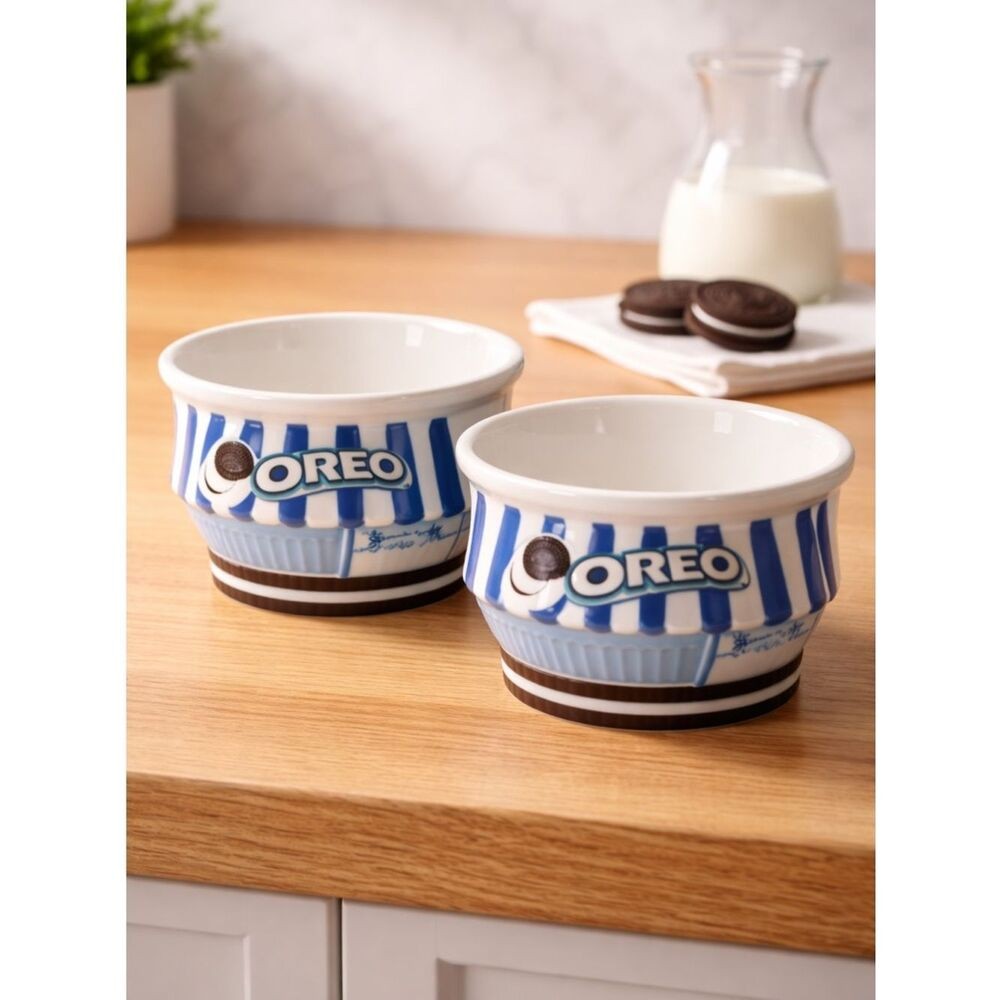 Vintage Kraft Foods OREO COOKIE Ice Cream Shoppe Bowl - Set of 2