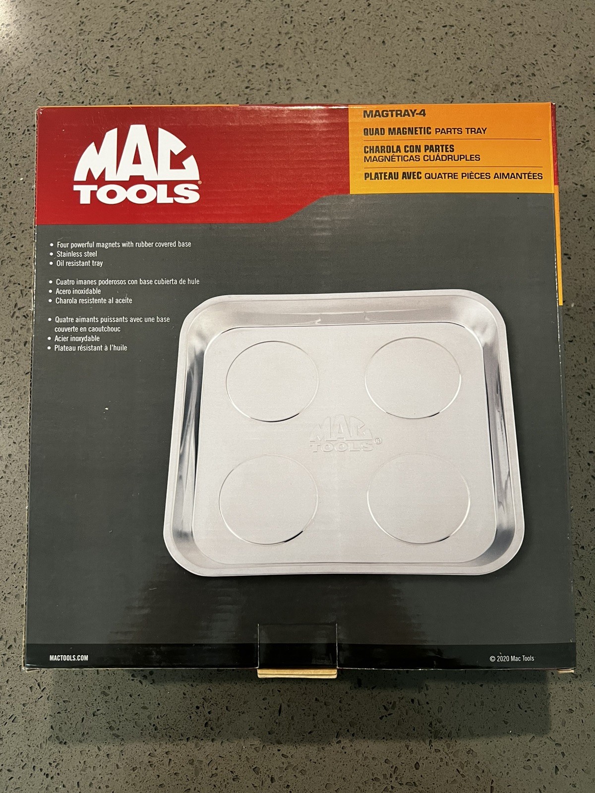 New Mac Tools Quad Magnetic Tray Silver Strong Magnet Stainless Steel