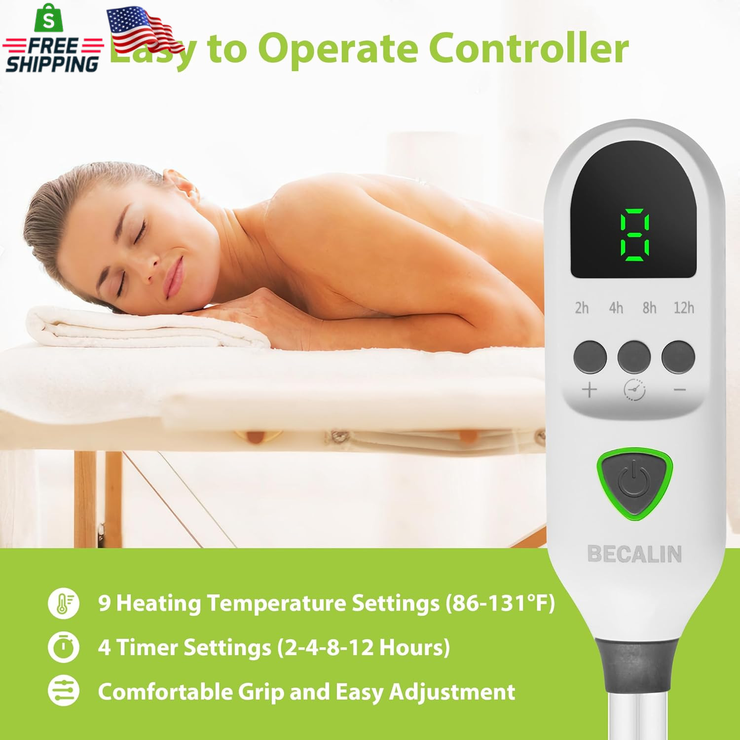 Massage Table Warmer Heating Pad Professional SPA Massage Bed Warmer with Timer,