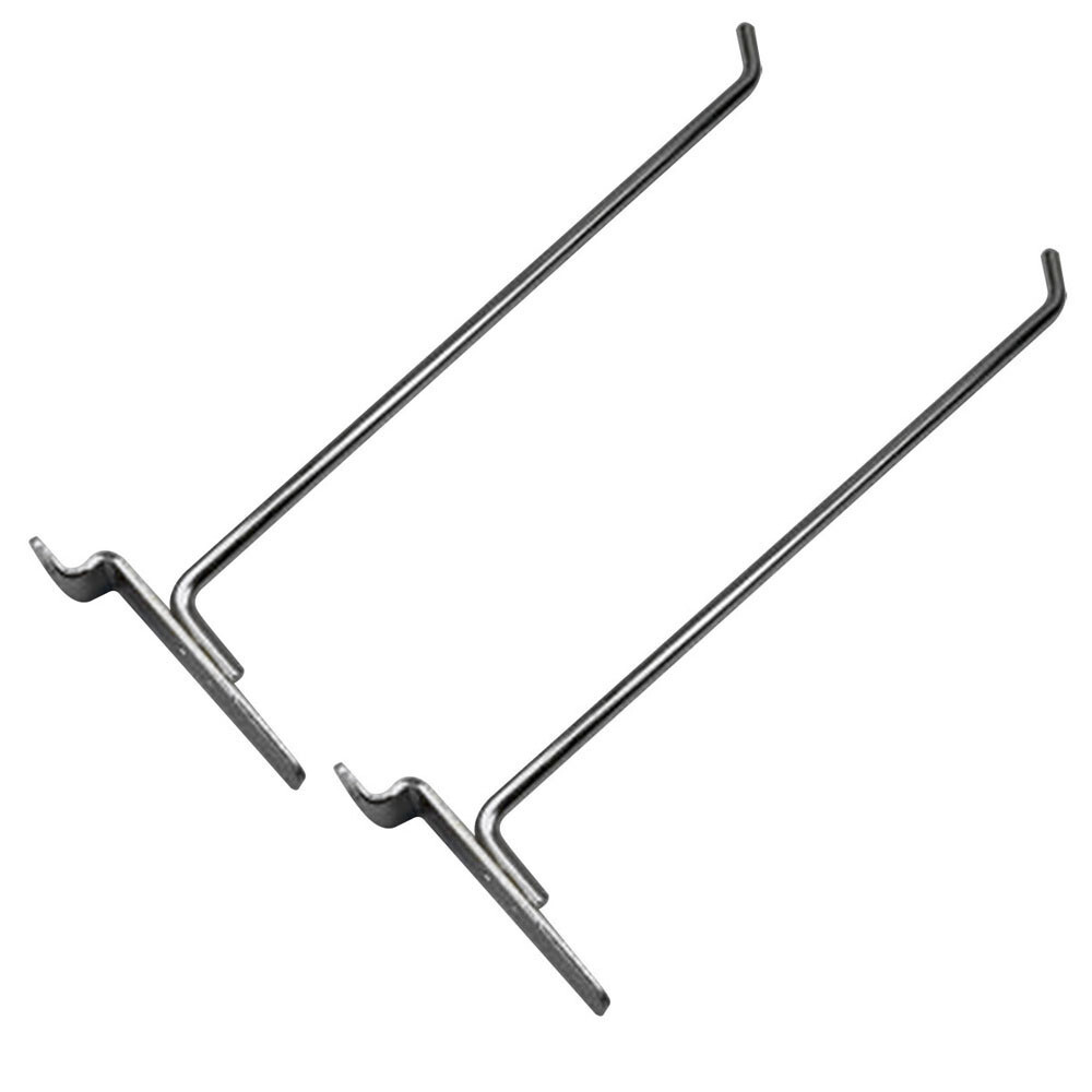 10" Slatwall Hook Panel Display Hooks, 1/4" Thickness Metal, Chrome - PACK 12