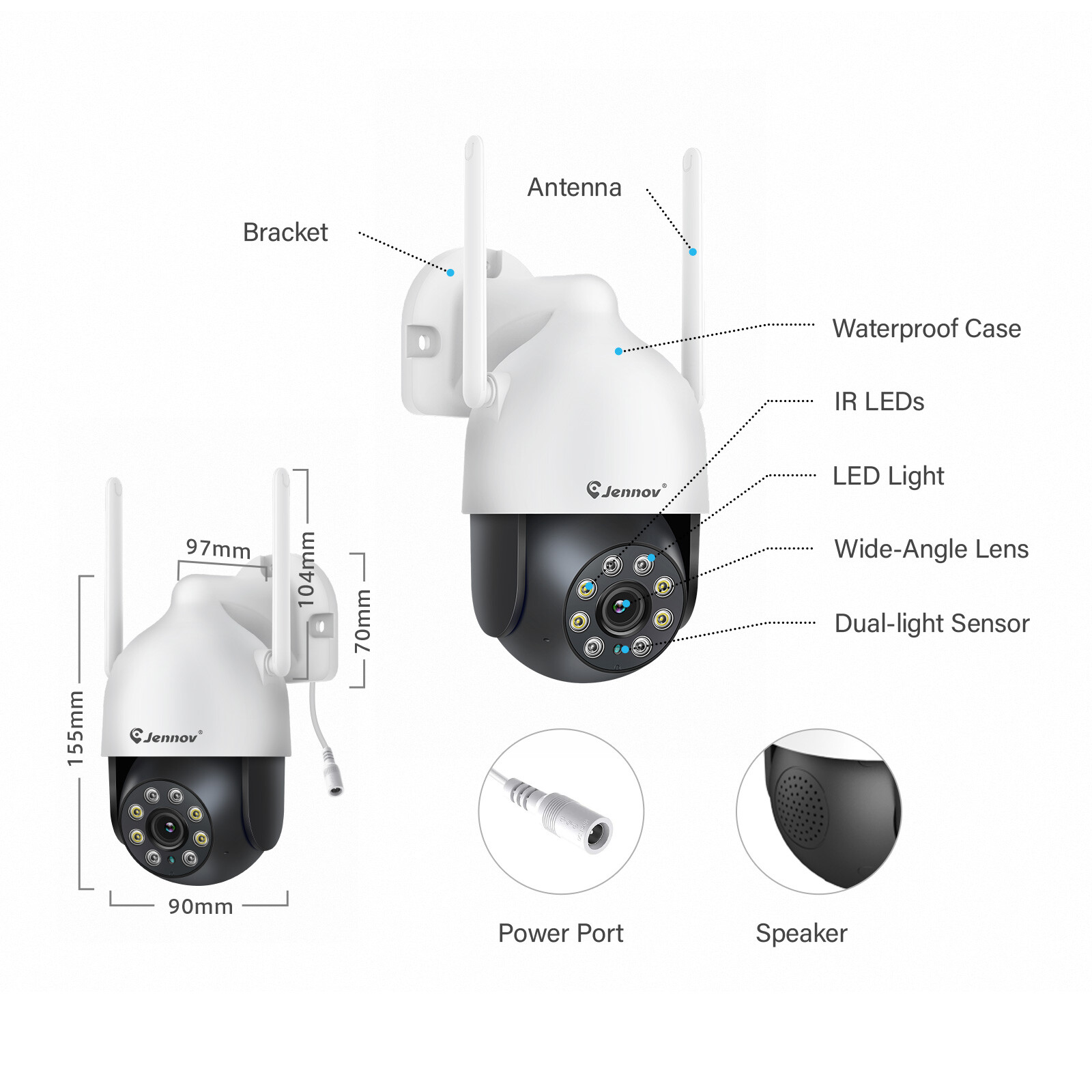 Wireless 5MP Security Camera System 10CH NVR 1TB HDD CCTV Kit Two-Way Audio IP66