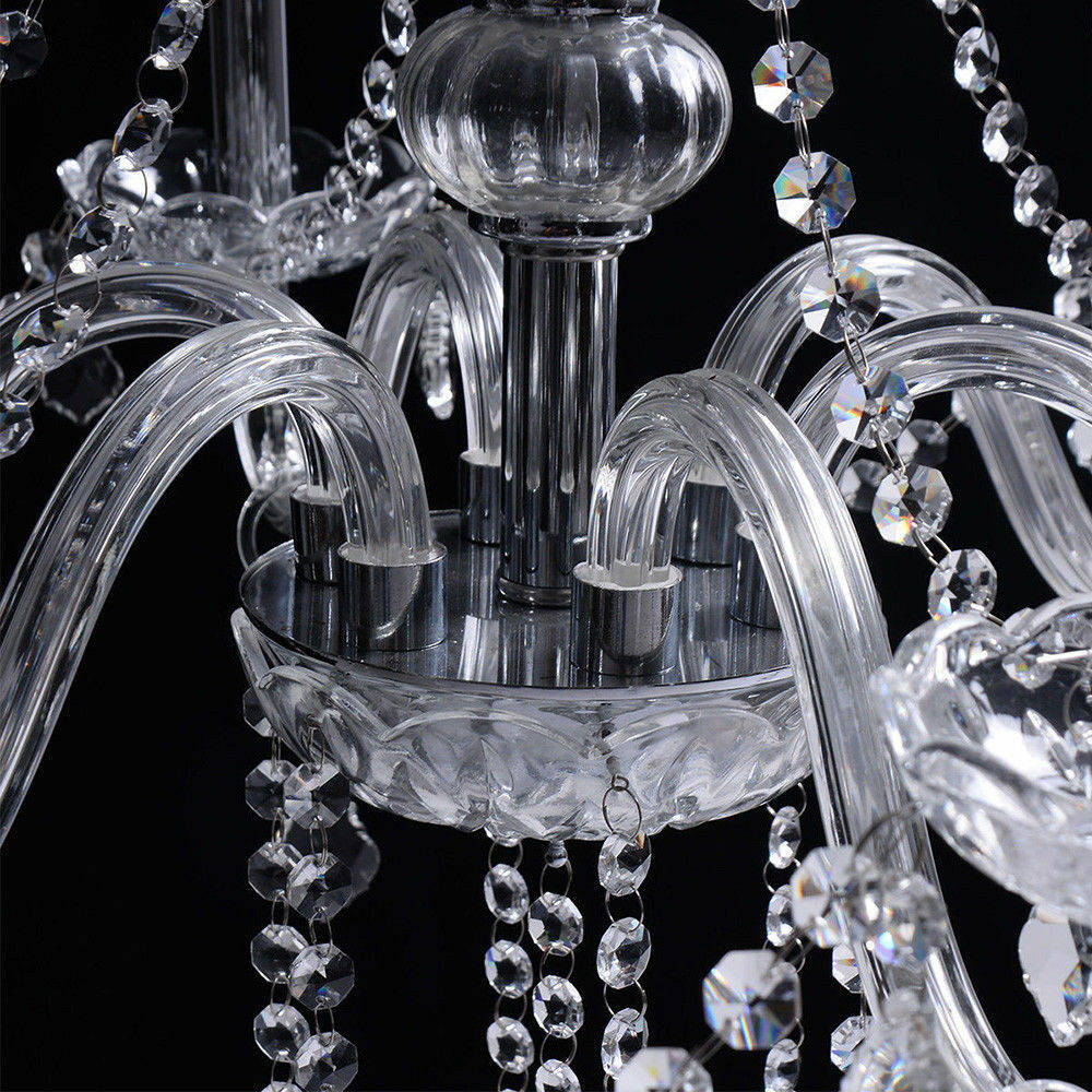 E12 Elegant Crystal Candle Decoration Chandelier Pendant Ceiling Light 6 Lamp