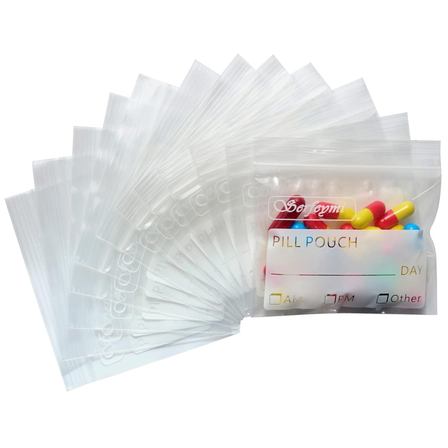 Lightweight Multi-Purpose Pill Bags - 120 Count with Zipper Seal for Easy Access