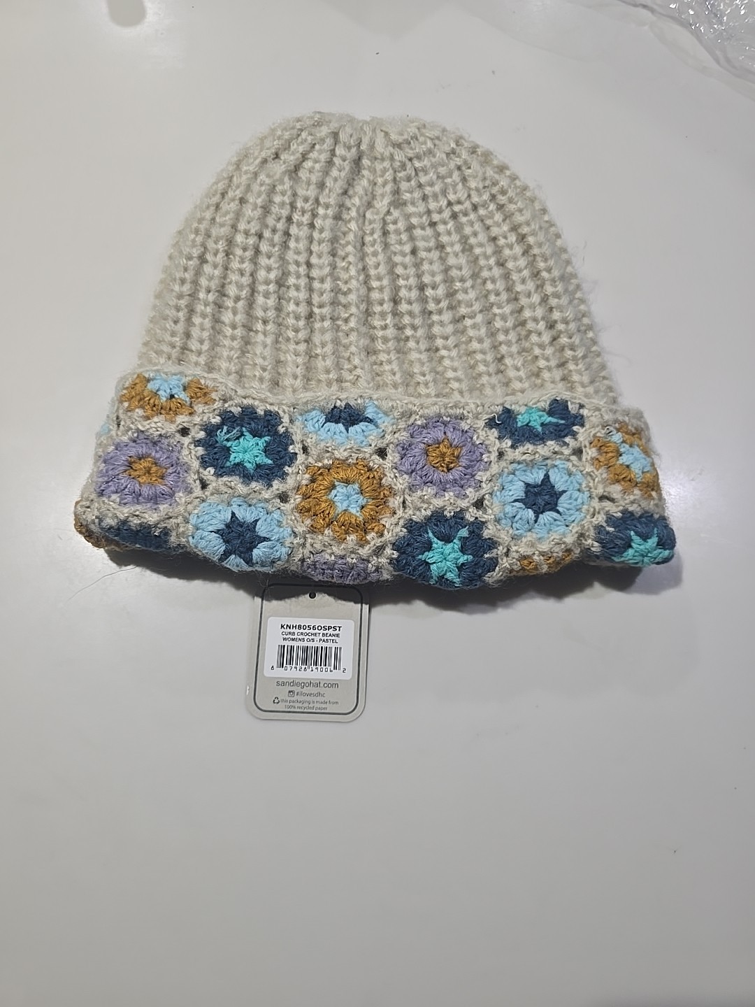 San Diego Hat Curb Crochet Beanie pastel  one size NWT