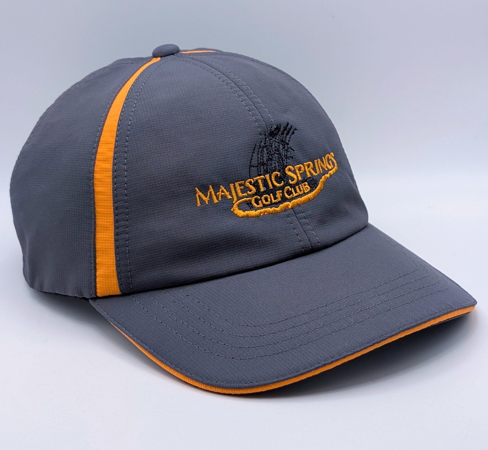 Majestic Springs Golf Club Strap Back Hat Ohio Course Gray Orange UPF 50 Unisex