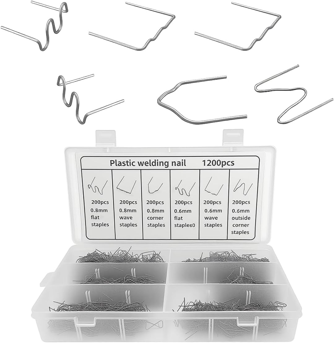 1200PCS Plastic Welder Staples - 6 Different Shapes 0.6 0.8Mm Hot Staples Car Pl