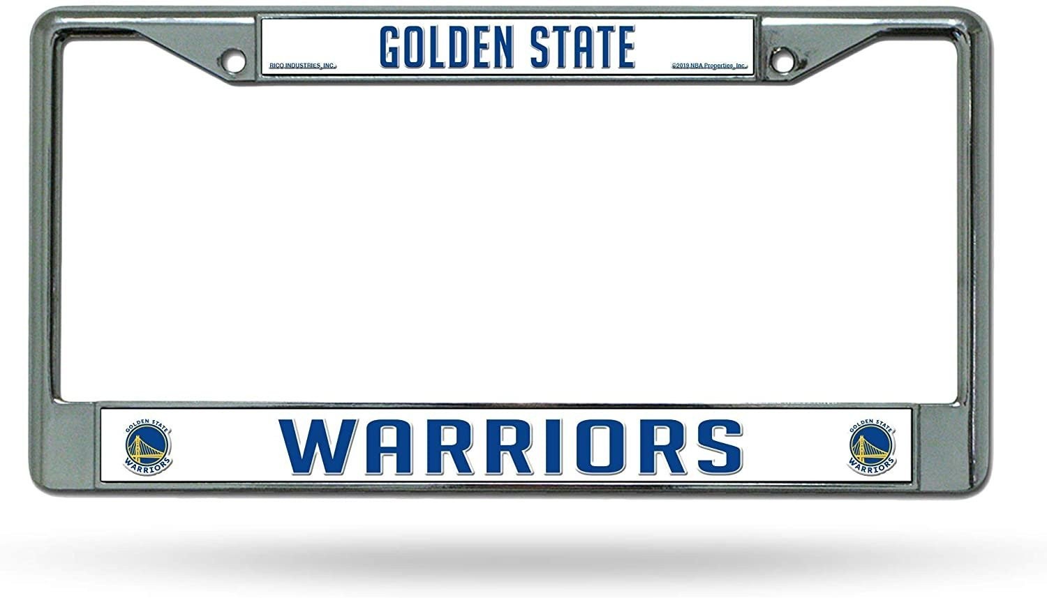 Golden State Warriors Premium Metal License Plate Frame Tag Cover, Standard Desi