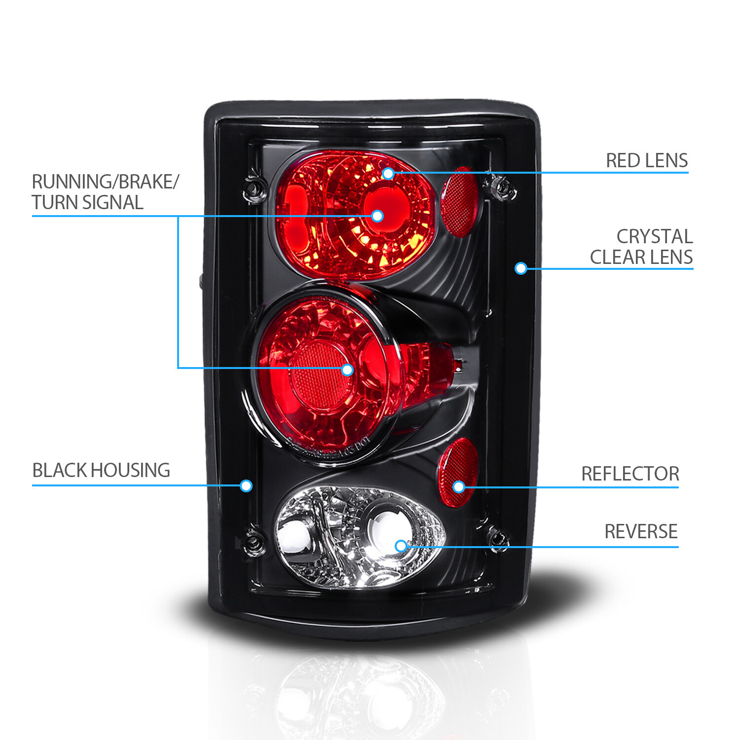 2000-2006 Ford Excursion/95-06 Econoline Van E-Series Black Brake Tail Lights
