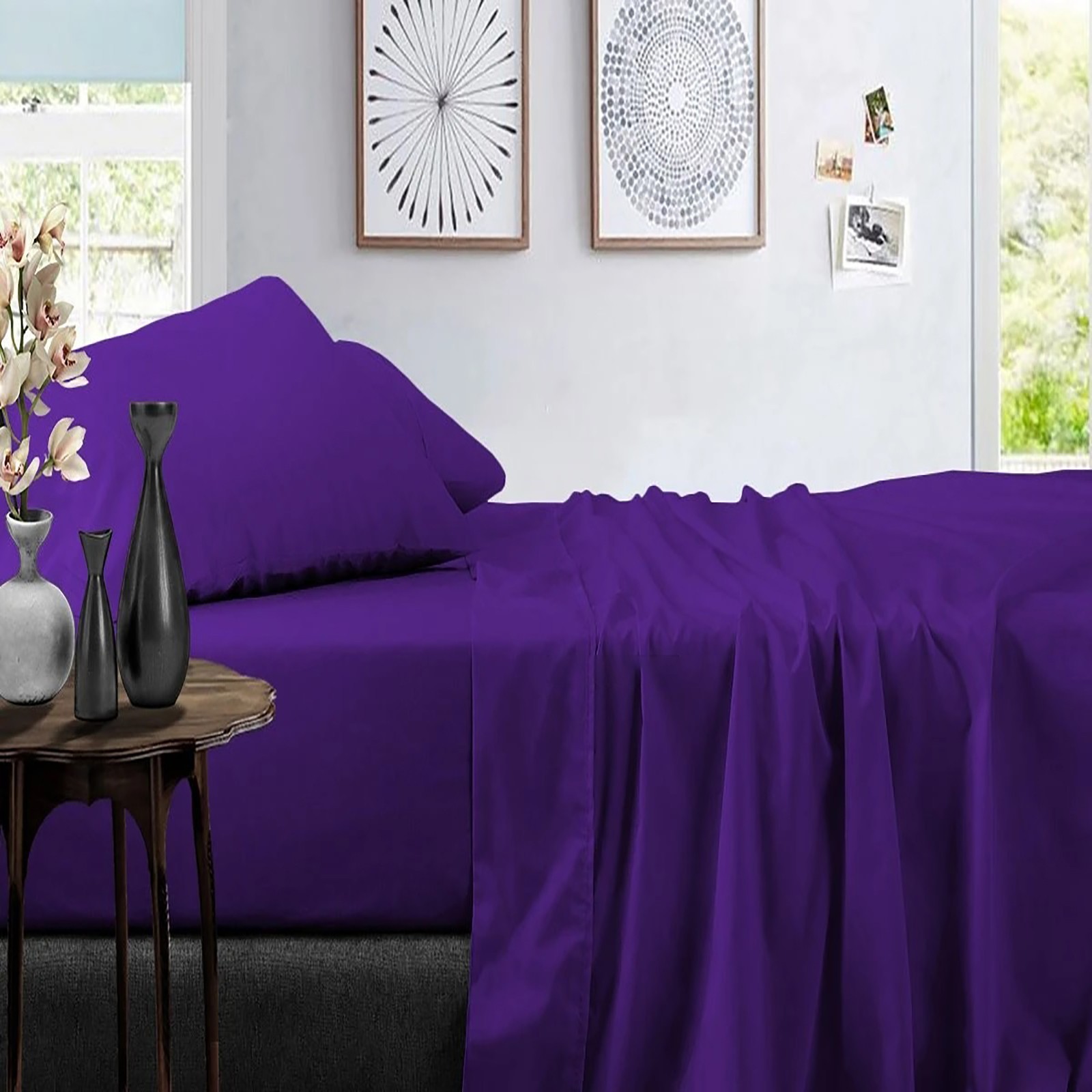 US Choice Bedding Collection 1000 Thread Count Egyptian Cotton Purple Solid