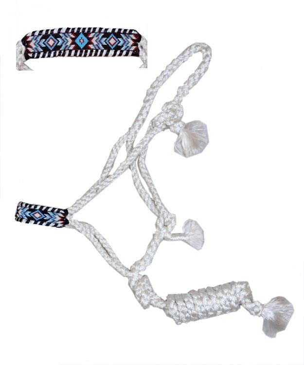 Showman White Nylon Mule Tape Halter w/ Southwest Beaded Design