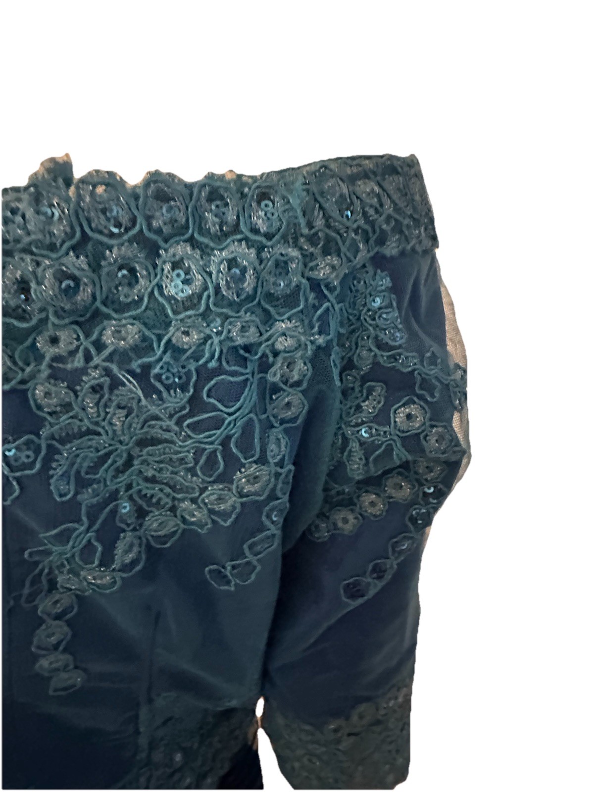 African Traditional Women's Clothing Blue Lace Top Printed Skirt