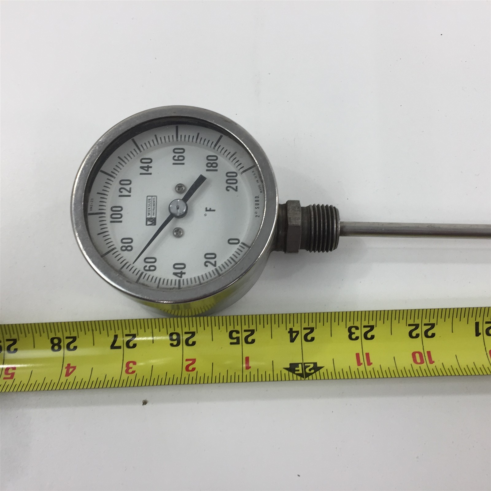 Weksler Thermometer 0-200F 24" Stem 1/2" Thread