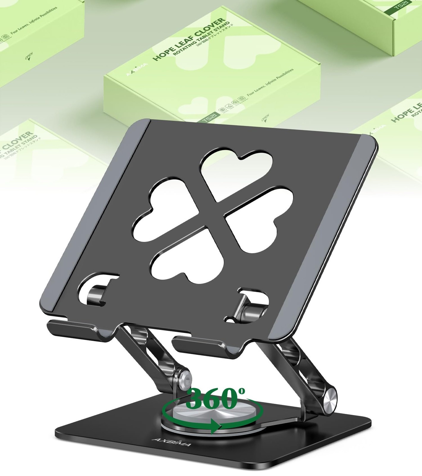 Tablet Stand for iPad, 360° Rotating Aluminum Desktop Holder – Adjustable & F...