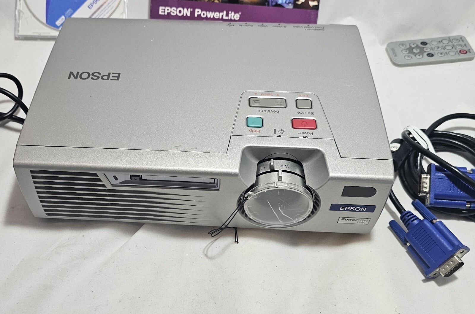 Epson PowerLite 735C LCD Projector W/ Software Cables WI-FI Remote Case + Works