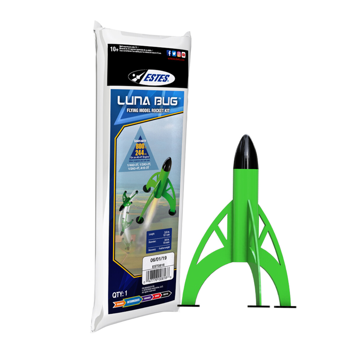 Estes Flying Model Rocket Kit Luna Bug  EST 0816
