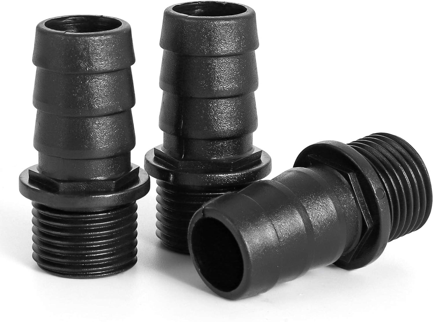 Hose Barb Fitting 3/4" Barb x 1/2" NPT Male Adapter 3 Pack, Plastic Barb to N...