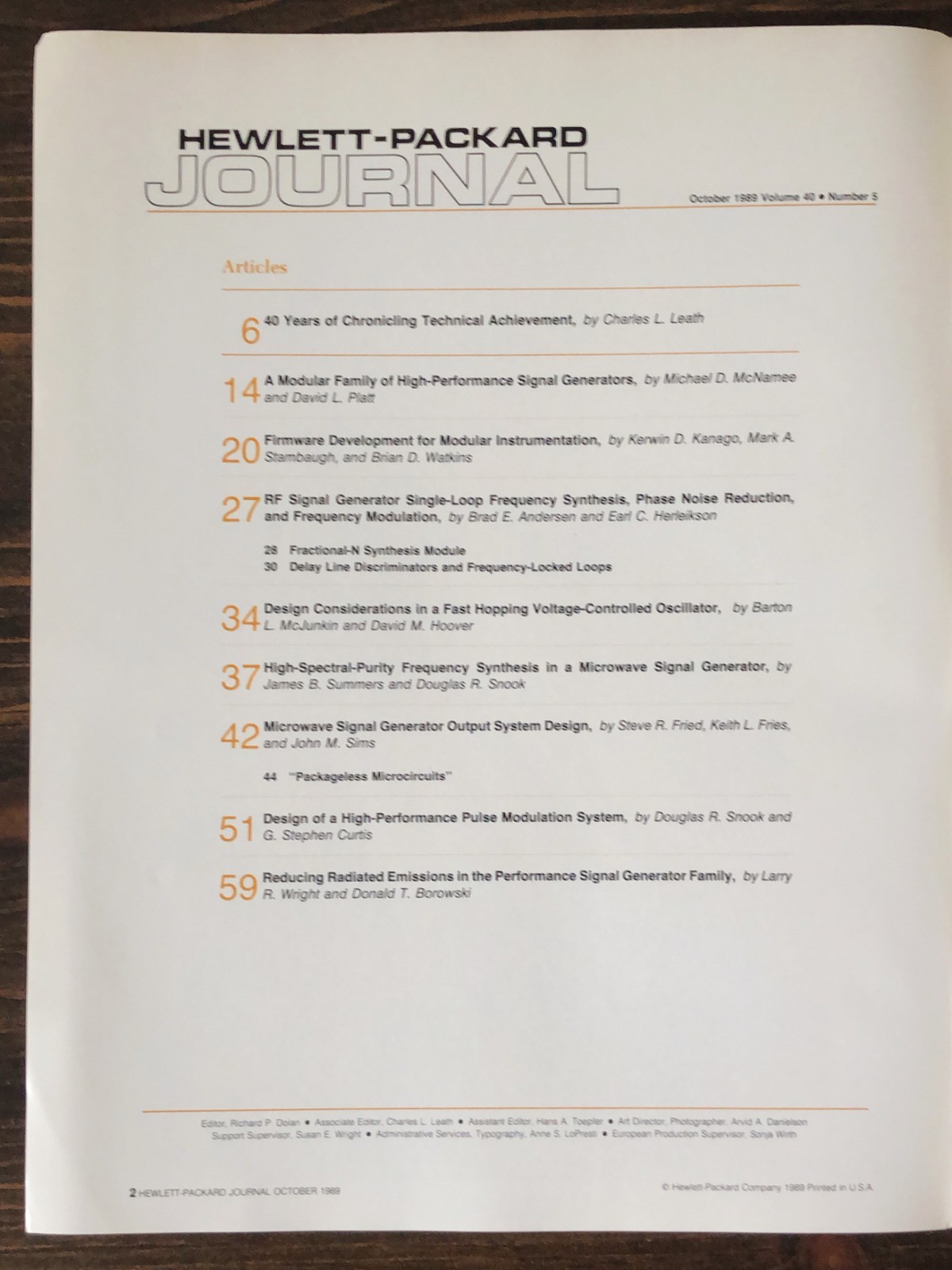 1989 HP Hewlett-Packard Journal Magazine - Vol. 40, No. 5, October