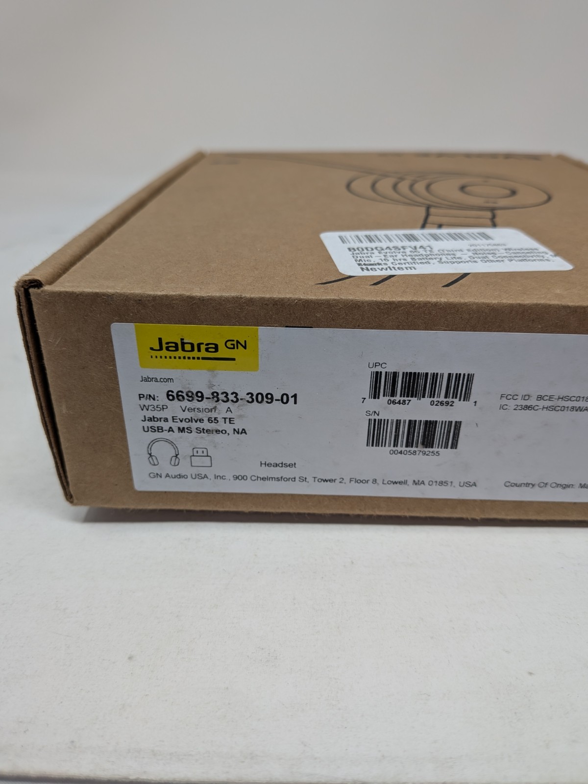 Jabra Evolve 65 TE Stereo Wireless Headset USB-A MS Stereo (6699-833-309-01)