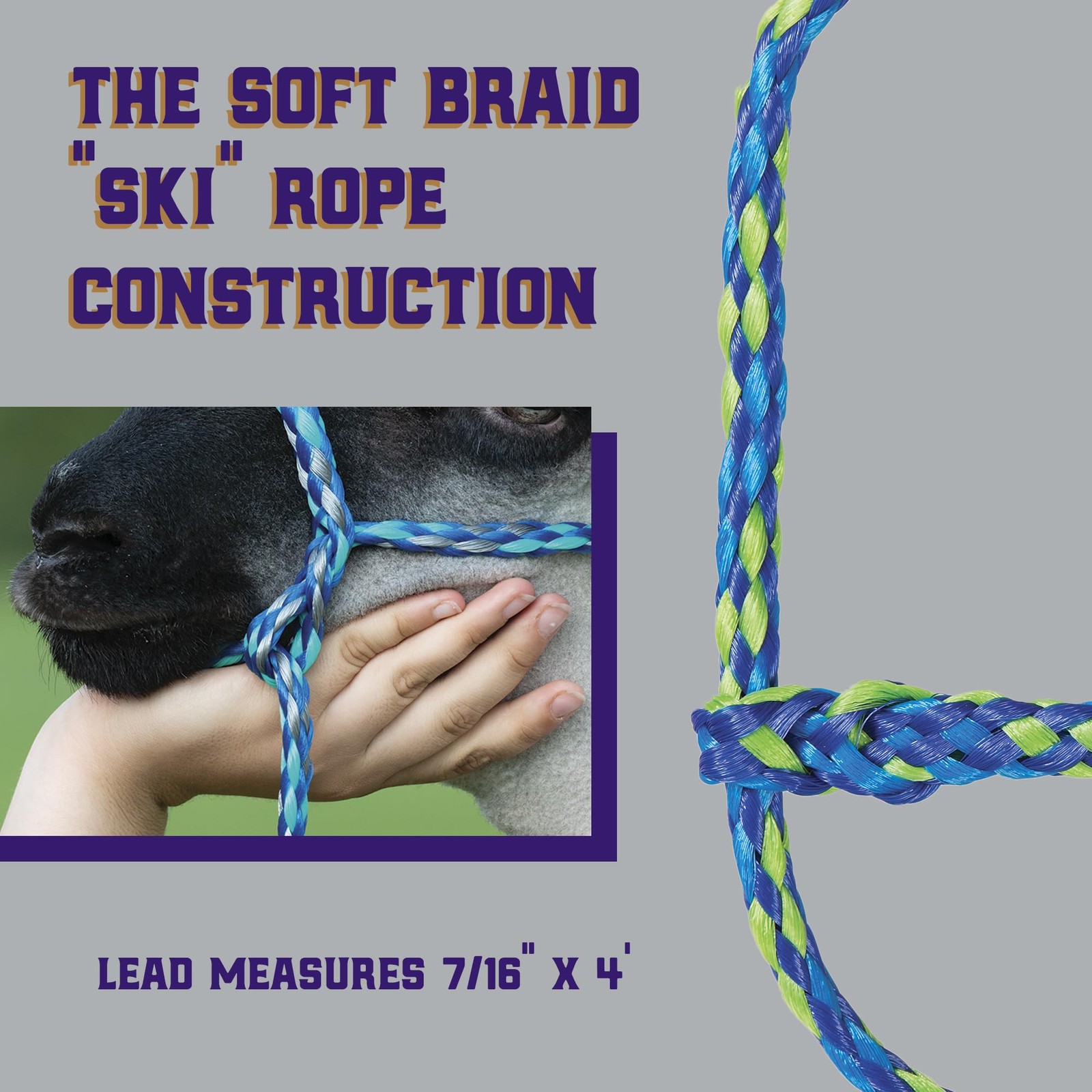 Poly Rope Sheep Halter Modern Braid Adjustable Lamb Lead Showing Supplies