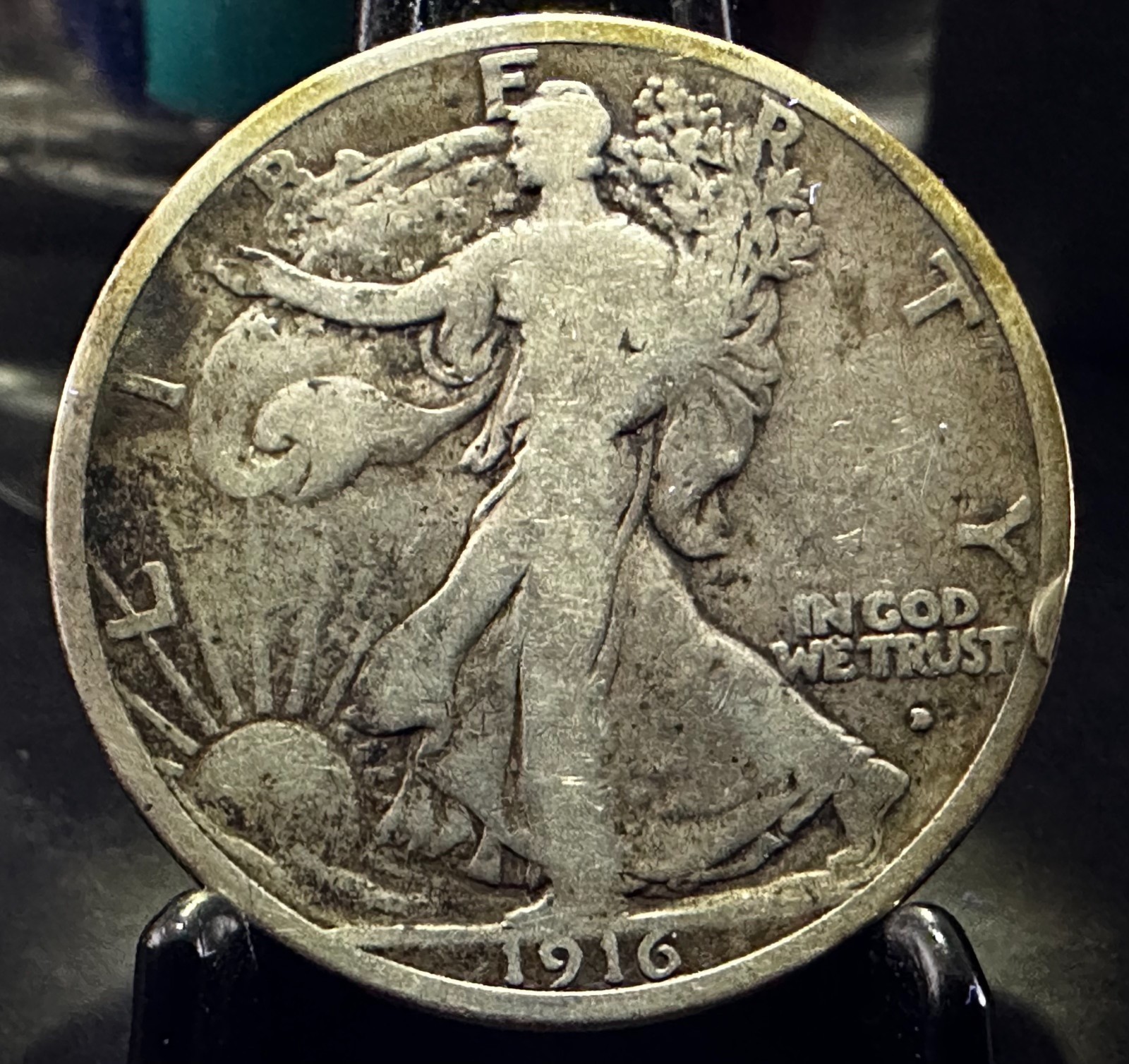 1916 D Obverse Walking Liberty Silver Half Dollar 50c Nice Shape Key Date!!