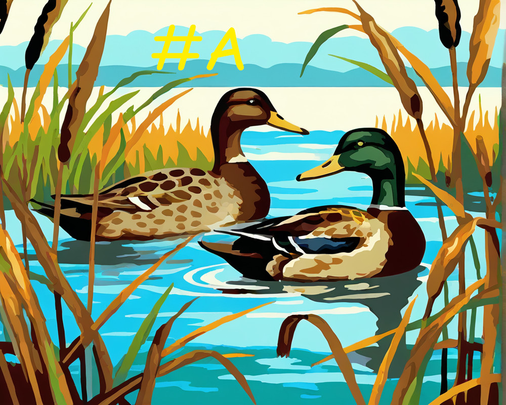 Pair of Mallard Pintail Wood Ducks Hand Painted Design Needlepoint Canvas #DK297