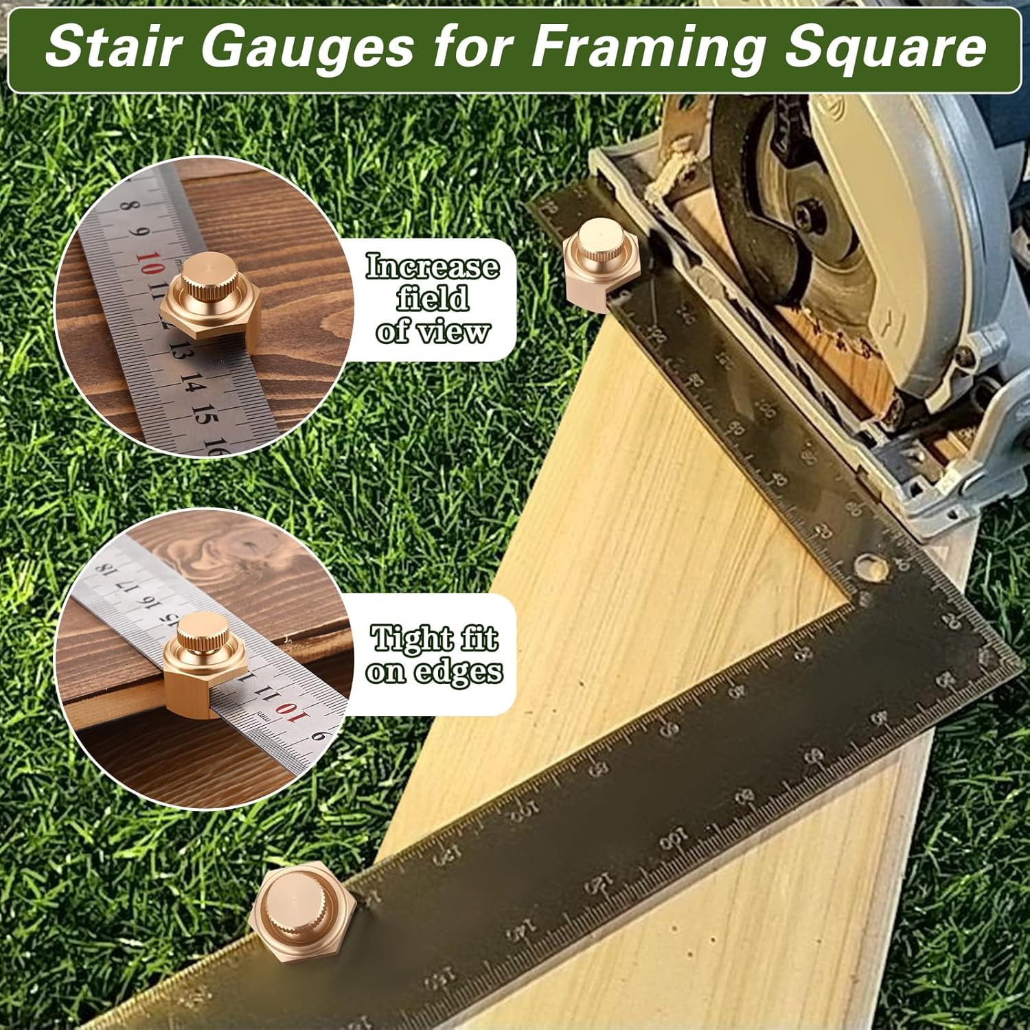 4 Pack Stair/Square Gauge Set for Framing Square, Stair Stringer Layout Tool for