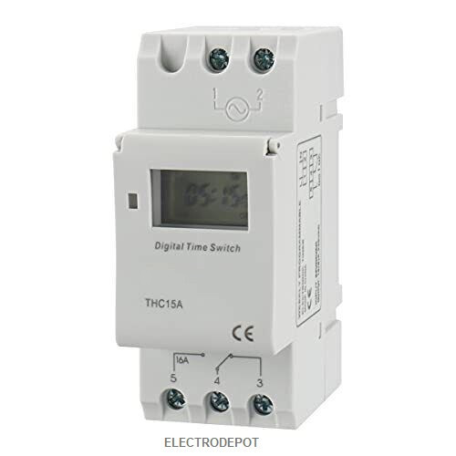 DIN Programmable 24H 7DayTimer 110V 120V 220V Time Relay Switch, Battery Backup