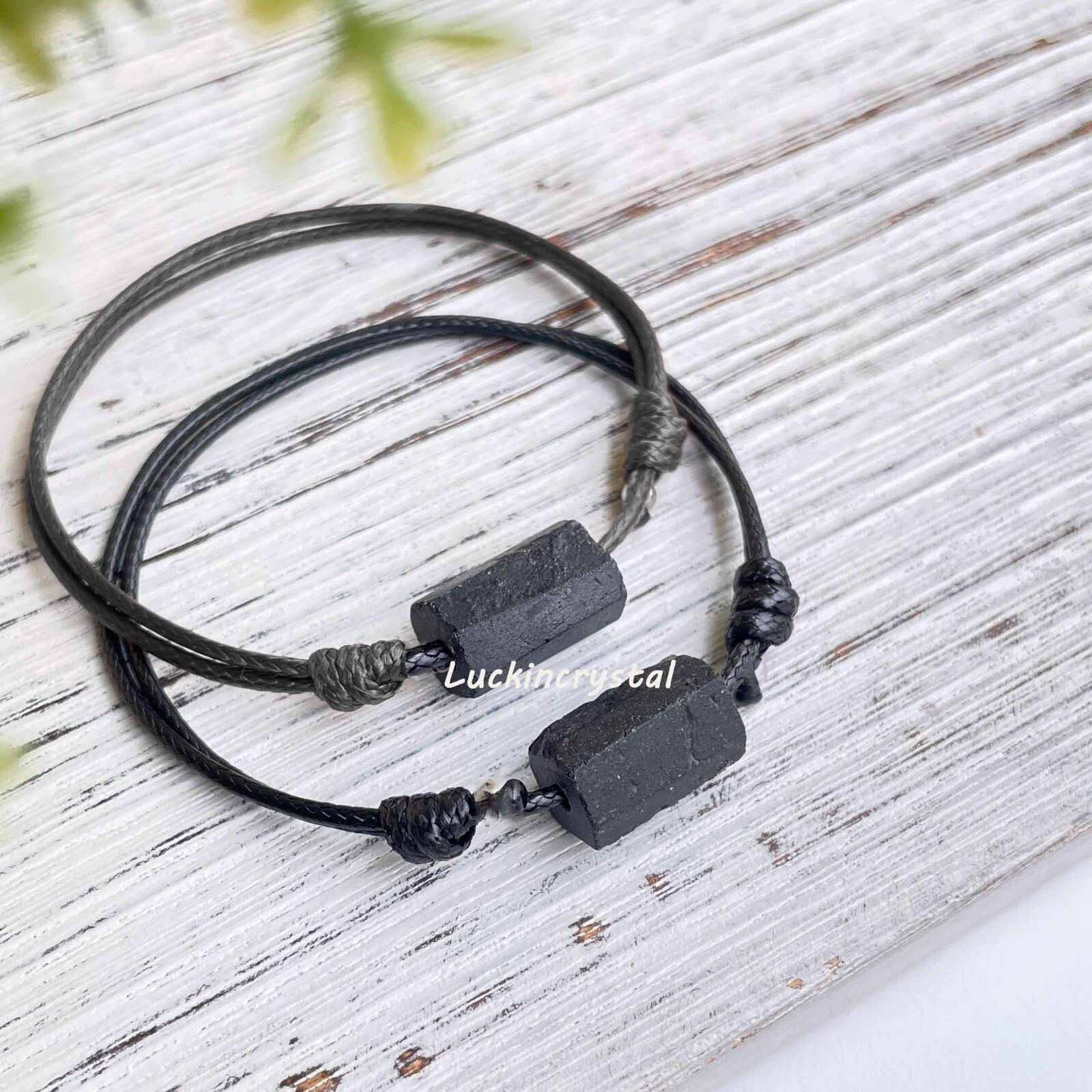 Raw Black Tourmaline Bracelet Energy Shield EMF Protection Good Luck Men Women