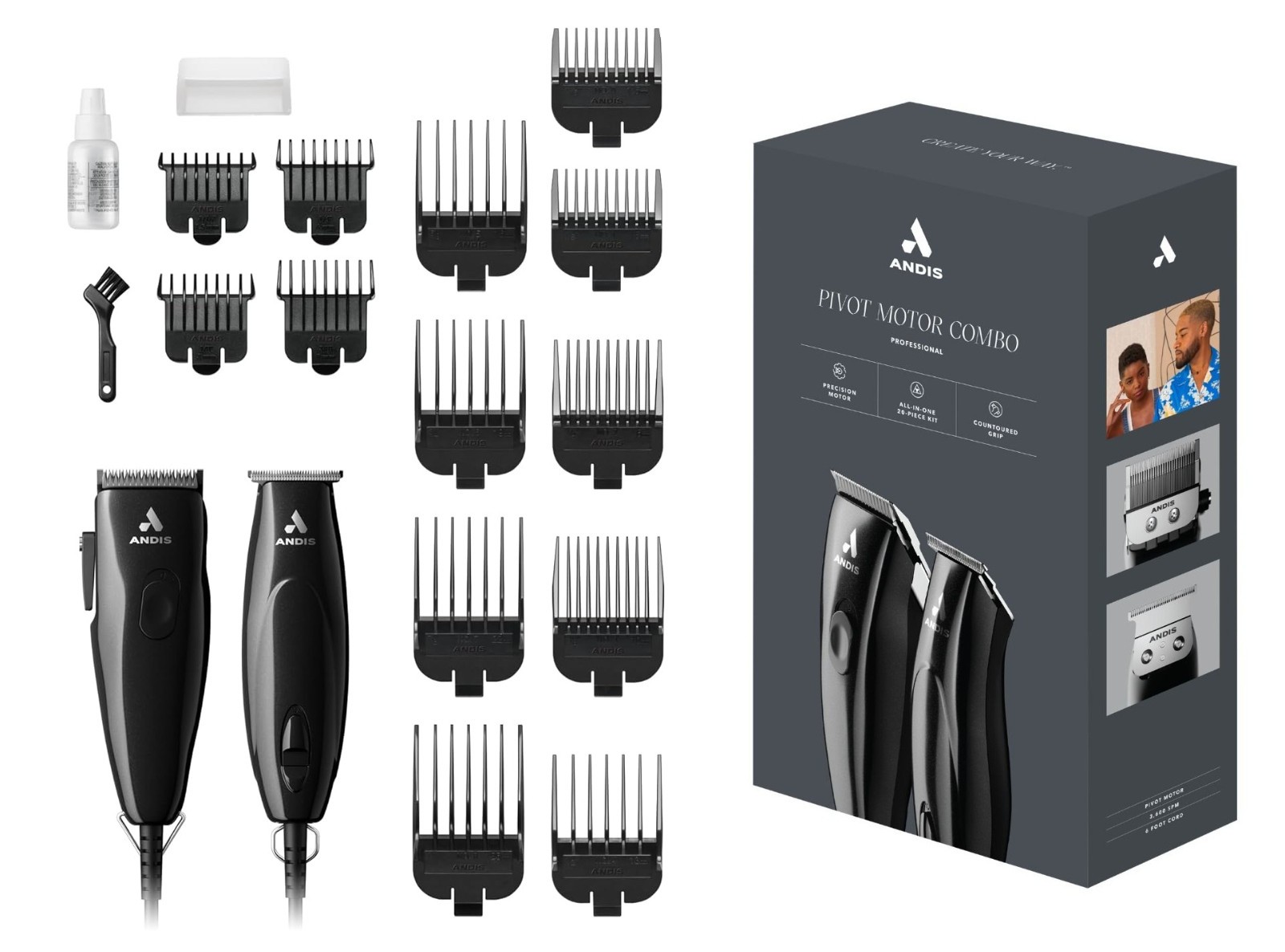 Andis Pro PivotPro&SpeedMaster Hair Clipper&T-Blade Trimmer KIT&GUIDE COMB SET
