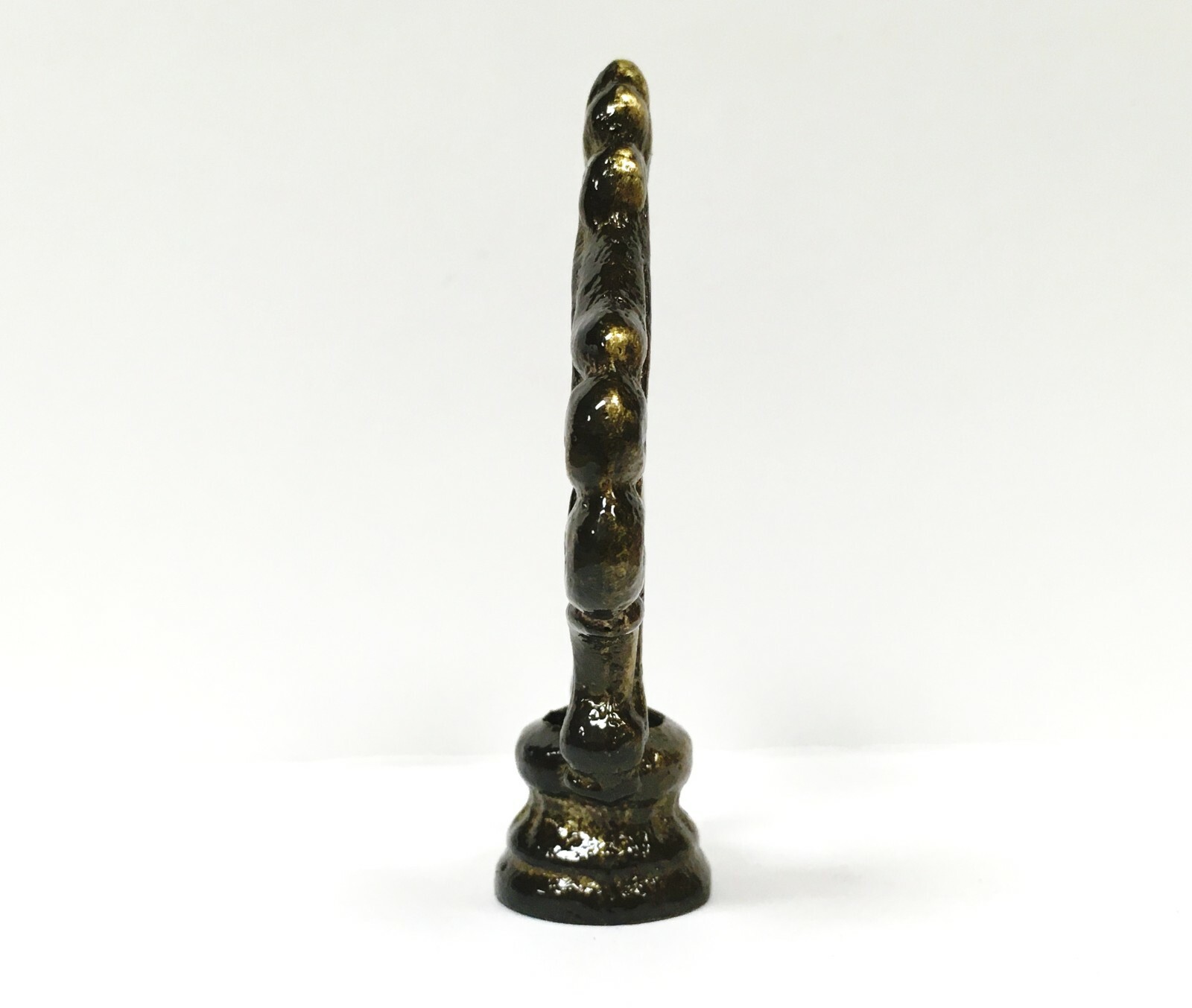 Lamp Finial-Solid Cast Brass ORNAMENTAL LOOP w/dual threads, AB Finish-FS