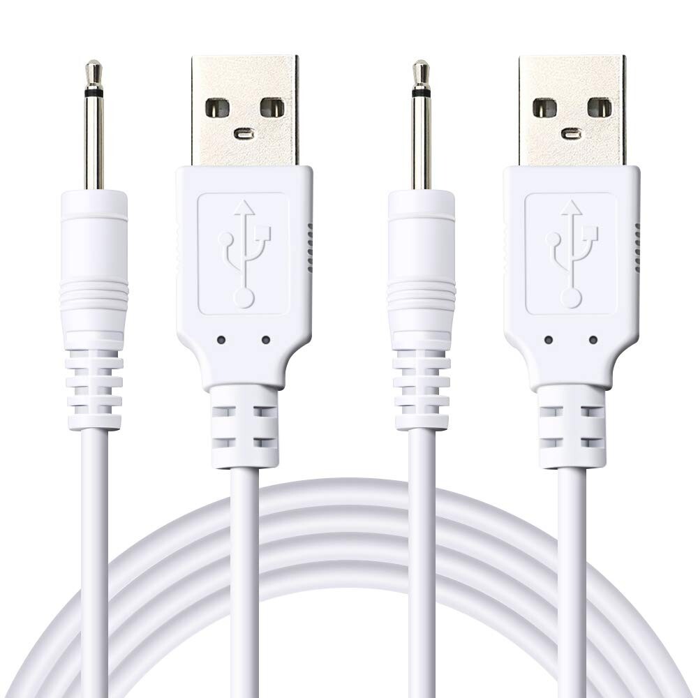 USB DC 2.5 Charger Cable Cord for Rechargeable Adult Toys Vibrators (2 PACK)