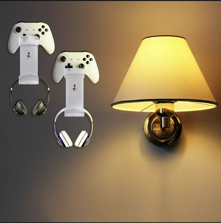 Wall Mount for Gaming Headset & Controller | Clear Acrylic Display Rack | Space