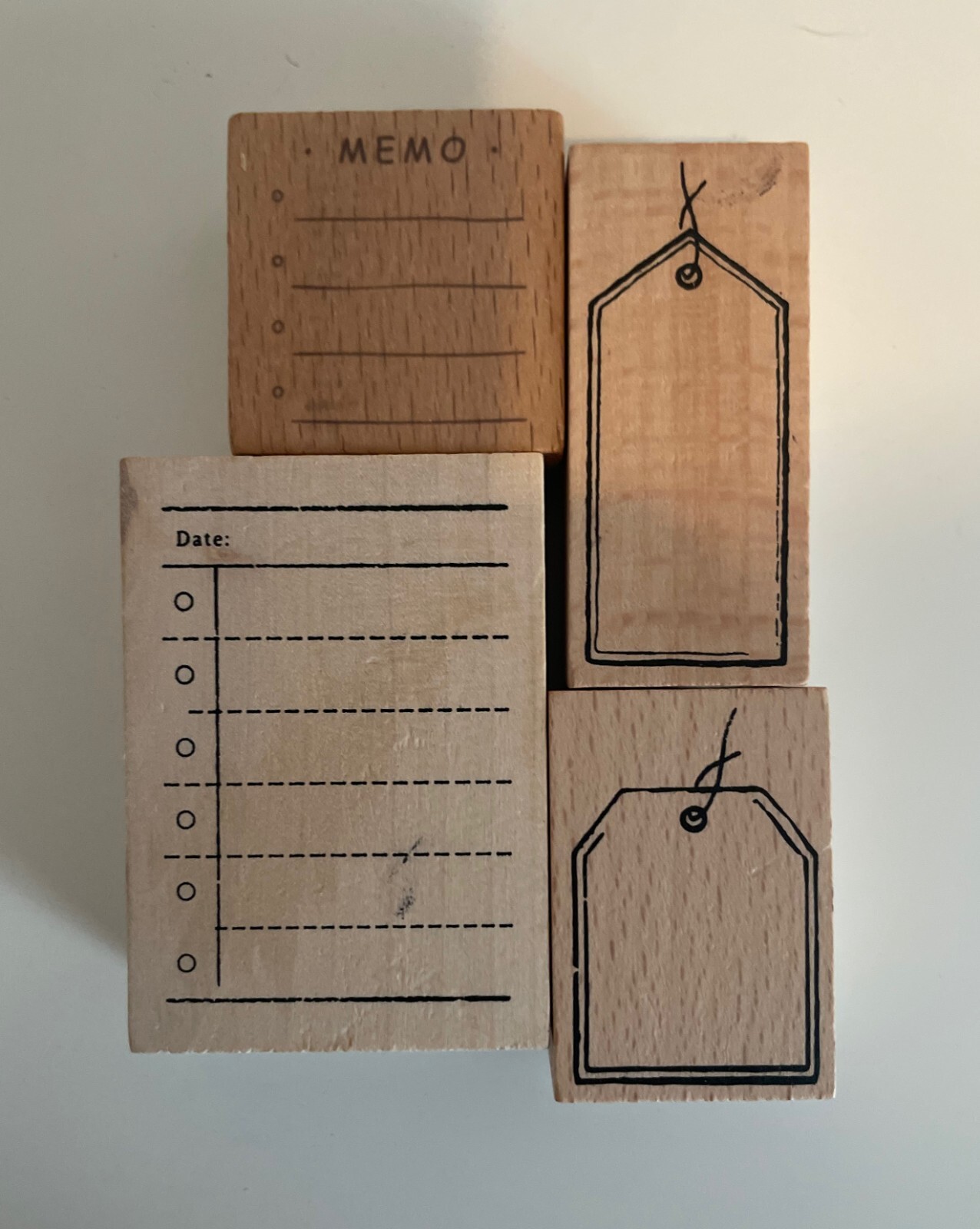 Journaling Scrapbook Rubber Wood Mounted Stamps: Memo/Tags/To do list